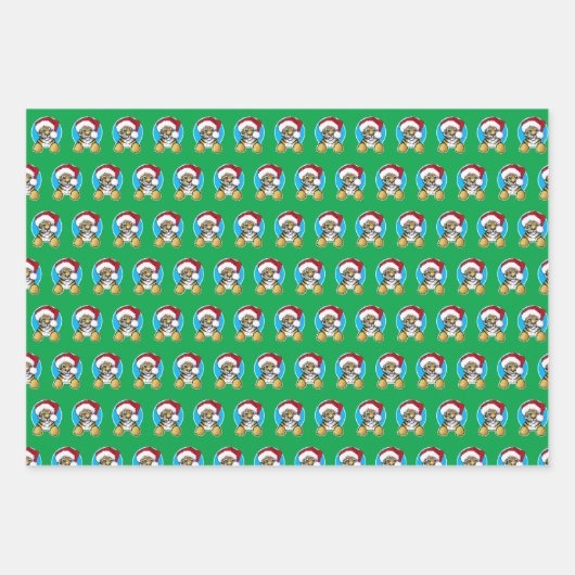 Weihnachts-Tiger-Wrapping Paper Set 3 Blätter (Vorderseite 3)