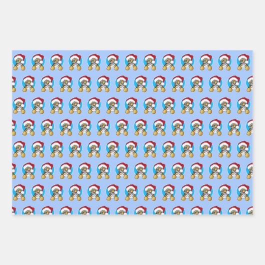 Weihnachts-Tiger-Wrapping Paper Set 3 Blätter (Vorderseite 2)