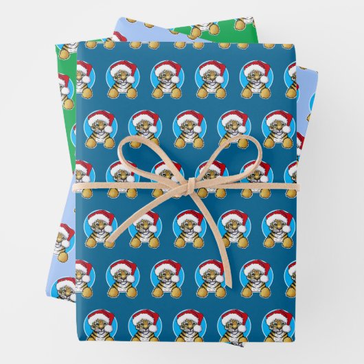 Weihnachts-Tiger-Wrapping Paper Set 3 Blätter (Beispiel)