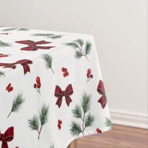 Weihnachts-Tischdecke mit roter Schleife und Winte Tischdecke