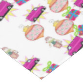 Weihnachts-Tischdecken, rosa Glockenwagen Tischdecke (Schrägansicht)