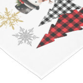 Weihnachts-Tischläufer Karierte Bäume und Schneema Mittelgroßer Tischläufer (Ecke)