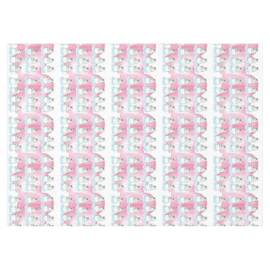 Weihnachts-Tischlein, dreissiges Schneemann-Rosa-H Tischdecke (Vorderseite (Horizontal))