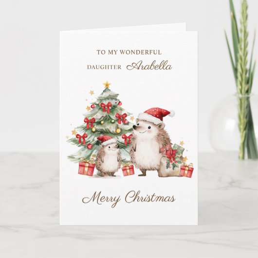 Weihnachts-Tochter Igel Santa  Karte (Vorderseite)