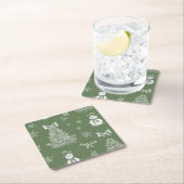 Weihnachts-Toile-Coaster Rechteckiger Pappuntersetzer (Vor Ort)