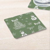 Weihnachts-Toile-Coaster Rechteckiger Pappuntersetzer (angewinkelt)