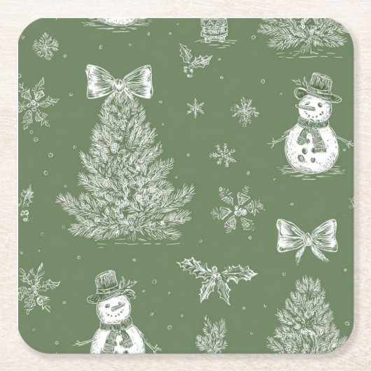 Weihnachts-Toile-Coaster Rechteckiger Pappuntersetzer (Vorderseite)