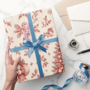 Weihnachts-Toile-Tapete, traditionelles Rot und Cr Geschenkpapier
