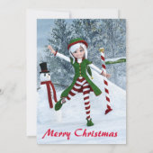 Weihnachts-Toon-Girl im Winterwald Einladung (Rückseite)