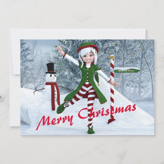 Weihnachts-Toon-Girl im Winterwald Feiertagskarte (Vorderseite)