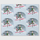 Weihnachts-Toon-Girl im Winterwald Geschenkpapier (Flach)