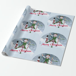 Weihnachts-Toon-Girl im Winterwald Geschenkpapier