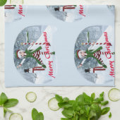 Weihnachts-Toon-Girl im Winterwald Geschirrtuch (Gefaltet)