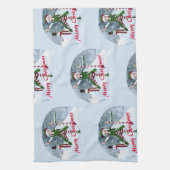 Weihnachts-Toon-Girl im Winterwald Geschirrtuch (Vertikal)