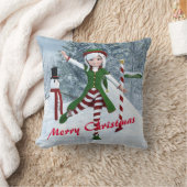 Weihnachts-Toon-Girl im Winterwald Kissen (Decke)