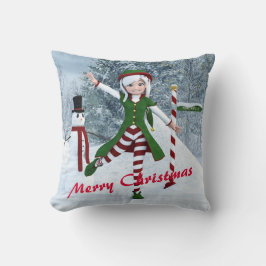 Weihnachts-Toon-Girl im Winterwald Kissen