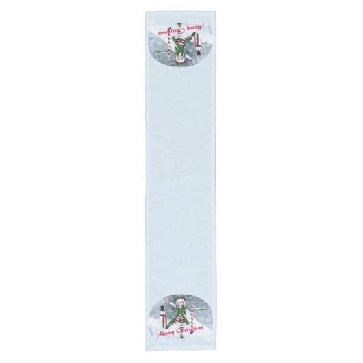 Weihnachts-Toon-Girl im Winterwald Kurzer Tischläufer (Vorderseite)