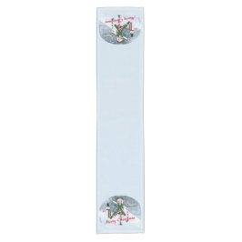 Weihnachts-Toon-Girl im Winterwald Kurzer Tischläufer