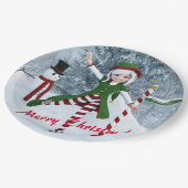 Weihnachts-Toon-Girl im Winterwald Pappteller (Schrägansicht)