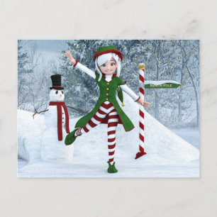 Weihnachts-Toon-Girl im Winterwald Postkarte