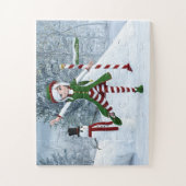 Weihnachts-Toon-Girl im Winterwald Puzzle (Vertikal)