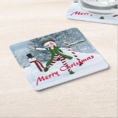 Weihnachts-Toon-Girl im Winterwald Rechteckiger Pappuntersetzer (angewinkelt)