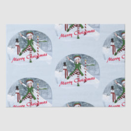 Weihnachts-Toon-Girl im Winterwald Seidenpapier