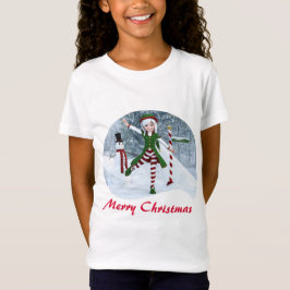 Weihnachts-Toon-Girl im Winterwald T-Shirt
