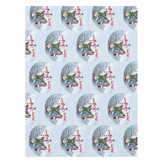 Weihnachts-Toon-Girl im Winterwald Tischdecke (Vorderseite)