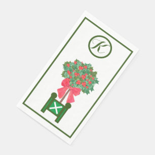 Weihnachts Topiaries Stechpalme Beerenbaum Topiary Serviette