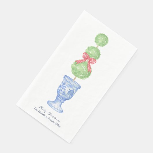 Weihnachts-Topiary Coquette Chinoiserie Gasttuch Serviette (Ecke)