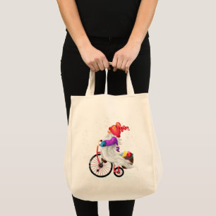 Weihnachts-Tote-Beutel Gnome mit Bike und Geschenk Tragetasche