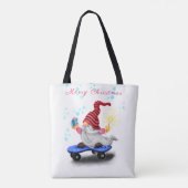 Weihnachts-Tote-Beutel Skater Gnome mit Geschenken Tasche (Rückseite)
