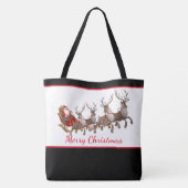 Weihnachts Tote Tag Santa and Sleigh Tasche (Rückseite)
