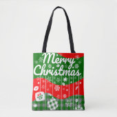 Weihnachts-Tragetasche – Weiße Ornamente Tasche (Vorderseite)