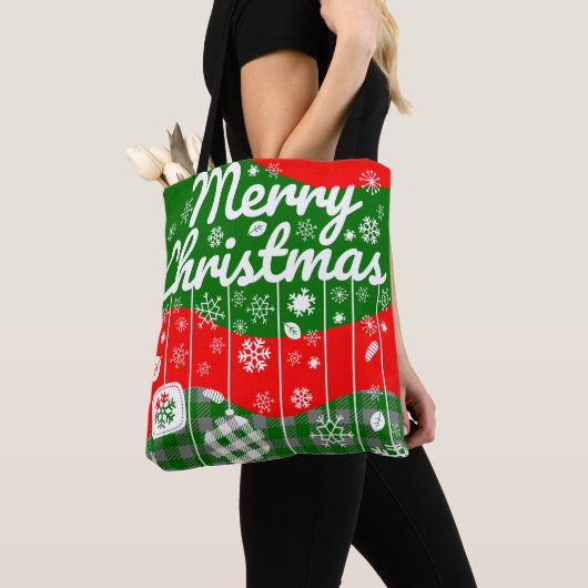 Weihnachts-Tragetasche – Weiße Ornamente Tasche (Von Nahem)