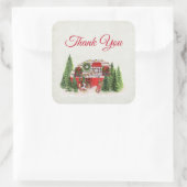 Weihnachts-Trailer-Camper Rustikale Szene Vielen D Quadratischer Aufkleber (Tasche)