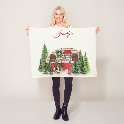 Weihnachts-Trailer-Campingplatz Outdoorsy-Thema Fleecedecke (Beispiel)