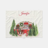 Weihnachts-Trailer-Campingplatz Outdoorsy-Thema Fleecedecke (Vorderseite (Horizontal))