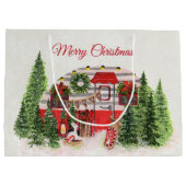 Weihnachts-Trailer-Campingplatz Outdoorsy-Thema Große Geschenktüte (Rückseite)