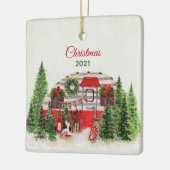 Weihnachts-Trailer-Campingplatz Outdoorsy-Thema Keramikornament (Links)