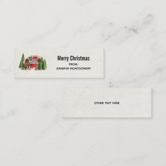 Weihnachts-Trailer-Campingplatz Outdoorsy-Thema Mini Visitenkarte (Vorne/Hinten)