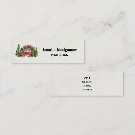 Weihnachts-Trailer-Campingplatz Outdoorsy-Thema Mini Visitenkarte (Vorne/Hinten)
