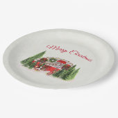 Weihnachts-Trailer-Campingplatz Outdoorsy-Thema Pappteller (Schrägansicht)