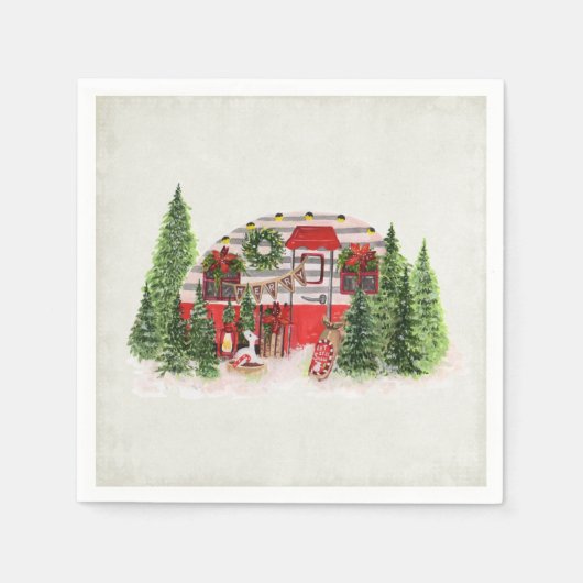 Weihnachts-Trailer-Campingplatz Outdoorsy-Thema Serviette (Vorderseite)