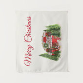Weihnachts-Trailer-Campingplatz Outdoorsy-Thema Wandteppich (Vorderseite)
