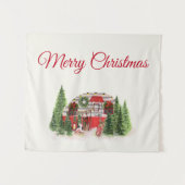 Weihnachts-Trailer-Campingplatz Outdoorsy-Thema Wandteppich (Vorderseite (Horizontal))