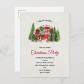 Weihnachts-Trailer-Campingplatz Rustikale Themenpa Einladungspostkarte (Vorne/Hinten)
