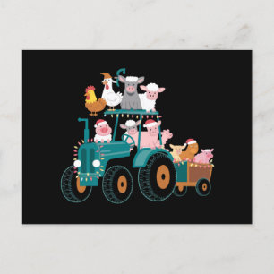 Weihnachts-Traktor-Farm Lustiger Feiertag  Postkarte