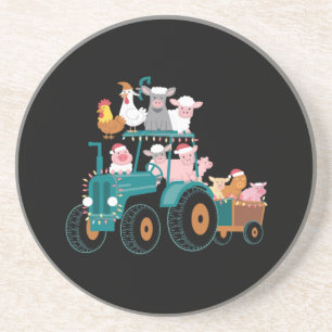 Weihnachts-Traktor-Farm Lustiger Urlaub  Getränkeuntersetzer